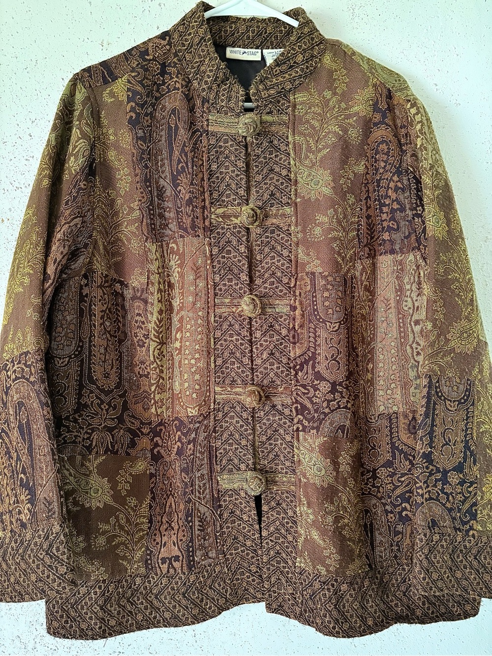 White Stag Vintage Tapestry Patchwork Jacket w/ Earthy Palette - Large (12/14)